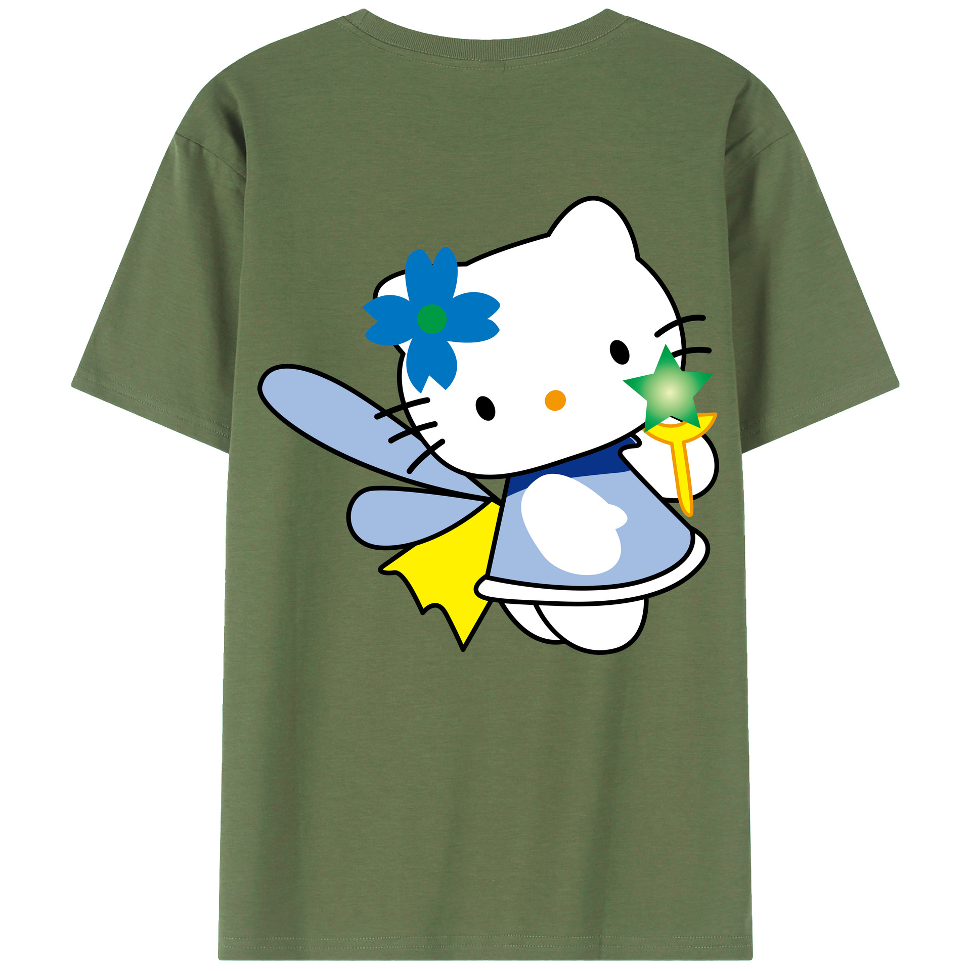 （画像用） Hello Kitty ハローキティ 綿100％ メンズ半袖Tシャツ（バックプリント） 通気性